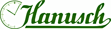 Hanusch – Original-Schriftzug mit Uhr
